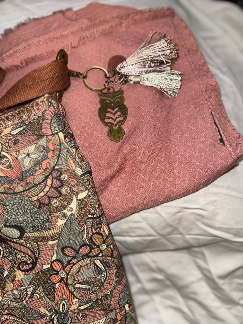 Sakroots North South Retired Floral Owl Canvas Tote - with Tassel - Picture 2 of 10